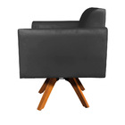 Kit 02 Poltronas Giratória Marisa Suede Preto Base Madeira Mm
