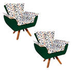 Kit 02 Poltronas Giratória Opala Composê D87 Com Suede Base M