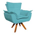 Kit 02 Poltronas Giratória Opala Suede Azul Turquesa Base Mad
