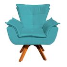 Kit 02 Poltronas Giratória Opala Suede Azul Turquesa Base Mad