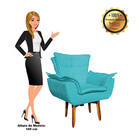 Kit 02 Poltronas Giratória Opala Suede Base Pés Palito 25 Cm