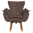 Kit 02 Poltronas Giratória Opala Suede Marrom Base Pés Palito