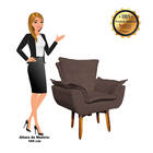 Kit 02 Poltronas Giratória Opala Suede Marrom Base Pés Palito