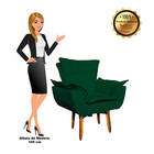 Kit 02 Poltronas Giratória Opala Suede Verde Base Pés Palito