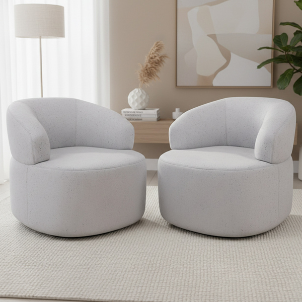 Kit 02 Poltronas Giratória Orgânica Para Sala De Estar Living