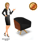 Kit 02 Poltronas Giratória Stella Corano Nozes Com Linho Pret