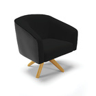 Kit 02 Poltronas Giratória Stella Corano Preto Com Linho Pret