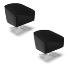 Kit 02 Poltronas Giratória Stella Corano Preto Com Linho Pret