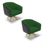 Kit 02 Poltronas Giratória Stella Corano Preto Com Veludo Ver