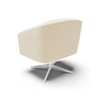 Kit 02 Poltronas Giratória Stella Linho Bege A19 Base Cromada