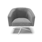 Kit 02 Poltronas Giratória Stella Linho Grafite A26 Base Crom