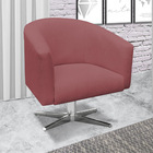 Kit 02 Poltronas Giratória Stella Linho Whisky Rosê A106 Base