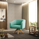 Kit 02 Poltronas Giratória Stella Suede Azul Turquesa Base Ma