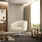 Kit 02 Poltronas Giratória Stella Veludo Bege Base Cromada D0