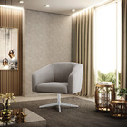 Kit 02 Poltronas Giratória Stella Veludo Cinza Base Cromada D