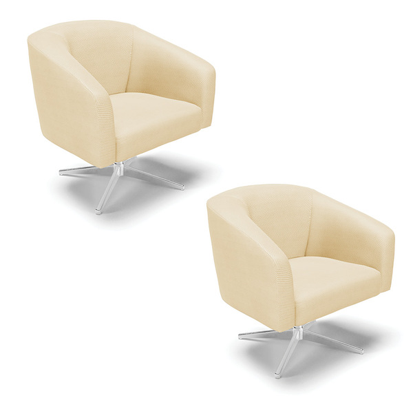 Kit 02 Poltronas Giratória Stella Veludo Luxo Base Cromada -