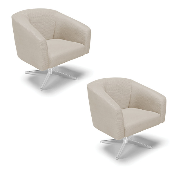 Kit 02 Poltronas Giratória Stella Veludo Luxo Base Cromada -