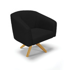 Kit 02 Poltronas Giratória Stella Veludo Luxo Base Madeira Ma