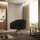 Kit 02 Poltronas Giratória Stella Veludo Luxo Base Madeira Ma