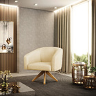 Kit 02 Poltronas Giratória Stella Veludo Off White A129 Luxo