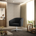 Kit 02 Poltronas Giratória Stella Veludo Preto Base Cromada D