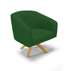 Kit 02 Poltronas Giratória Stella Veludo Verde A136 Luxo Base