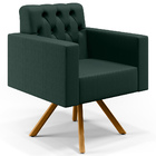 Kit 02 Poltronas Giratórias Base De Madeira Manu L02 Capitonê