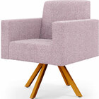 Kit 02 Poltronas Giratórias Sala De Estar Base De Madeira Hel