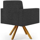 Kit 02 Poltronas Giratórias Sala De Estar Base De Madeira Hel