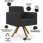 Kit 02 Poltronas Giratórias Sala De Estar Base De Madeira Hel