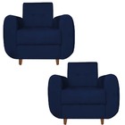 Kit 02 Poltronas Golden Pés Palito Suede Azul Marinho - D'cla