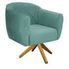 Kit 02 Poltronas Grazi Base Giratória De Madeira Linho - Amar