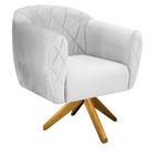 Kit 02 Poltronas Grazi Base Giratória De Madeira Suede - Amar