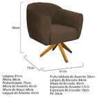 Kit 02 Poltronas Grazi Base Giratória De Madeira Suede - Amar