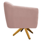 Kit 02 Poltronas Grazi Base Giratória De Madeira Suede - Doce