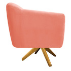 Kit 02 Poltronas Grazi Base Giratória De Madeira Suede - Doce