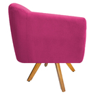 Kit 02 Poltronas Grazi Base Giratória De Madeira Suede - Doce