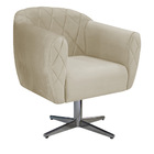 Kit 02 Poltronas Grazi Base Giratória De Metal Linho - Amaren