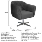 Kit 02 Poltronas Grazi Base Giratória De Metal Linho - Doce S