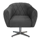 Kit 02 Poltronas Grazi Base Giratória De Metal Linho - Doce S