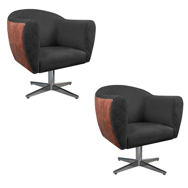 Kit 02 Poltronas Grazi Base Giratória De Metal Sintético Noze