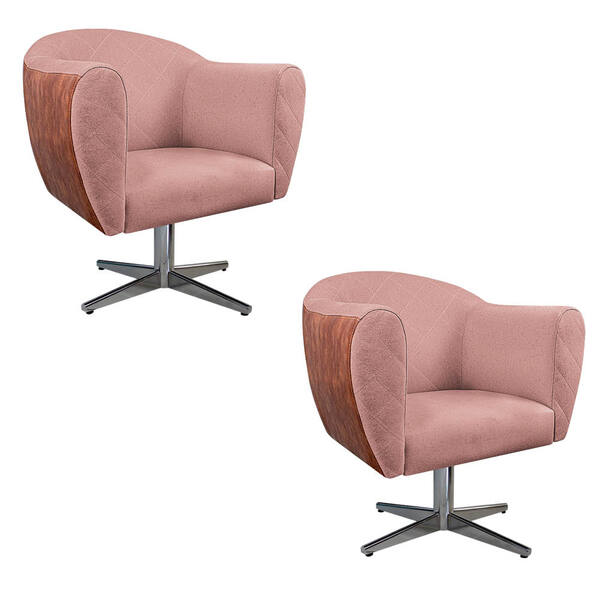 Kit 02 Poltronas Grazi Base Giratória De Metal Sintético Noze