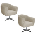Kit 02 Poltronas Grazi Base Giratória De Metal Suede - Amaren