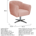 Kit 02 Poltronas Grazi Base Giratória De Metal Suede - Amaren