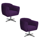 Kit 02 Poltronas Grazi Base Giratória De Metal Suede - Doce S
