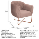 Kit 02 Poltronas Grazi Base X Bronze Linho - Doce Sonho Móvei