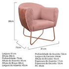 Kit 02 Poltronas Grazi Base X Bronze Sintético Nozes Linho -