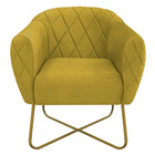 Kit 02 Poltronas Grazi Base X Dourada Suede - Amarena Móveis