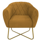 Kit 02 Poltronas Grazi Base X Dourada Suede - Amarena Móveis