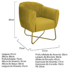 Kit 02 Poltronas Grazi Base X Dourada Suede - Doce Sonho Móve